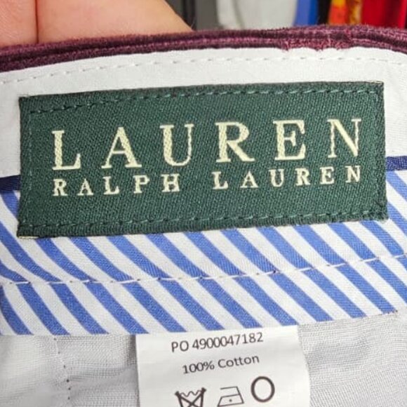 Lauren Ralph Lauren Men’s Corduroy Pants 40W 32L Burgundy Cotton Dress Trousers - Picture 5 of 10